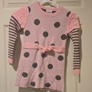 Little Lass Pink and Gray Knit Dress